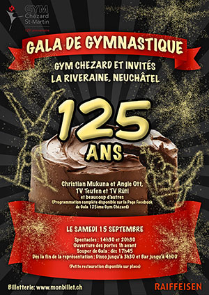 Affiche de l'évènement Gala de gymnastique – 125 ans de Gym Chézard