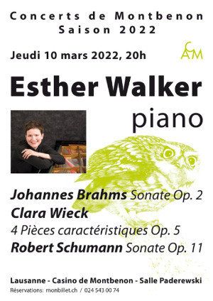 Affiche de l'évènement 41e saison des Concerts de Montbenon – Esther Walker – Autour de Schumann et Brahms