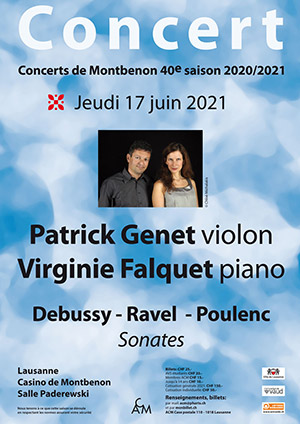 Affiche de l'évènement 40e saison des Concerts de Montbenon – Patrick Genet et Virginie Falquet
