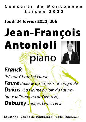 Affiche de l'évènement 41e saison des Concerts de Montbenon – Jean-François Antonioli