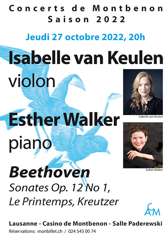 Affiche de l'évènement 42e saison des Concerts de Montbenon – Esther Walker et Isabelle van Keulen
