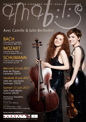 Affiche de l'évènement Amabilis en concert avec Camille et Julie Berthollet – Bach, Mozart & Schumann