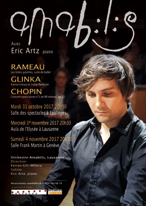 Affiche de l'évènement Amabilis en concert avec Eric Artz – Chopin, Rameau, Glinka