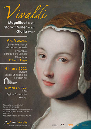 Affiche de l'évènement Ars Vocalis présente – Vivaldi – Magnificat, Stabat Mater & Gloria