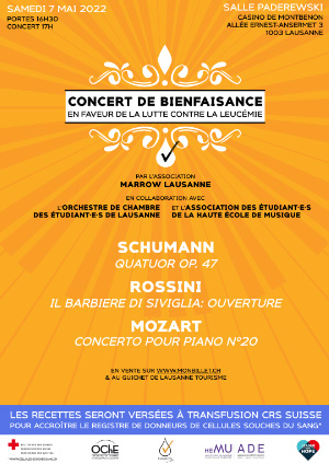Affiche de l'évènement Association Marrow Lausanne – Concert de bienfaisance