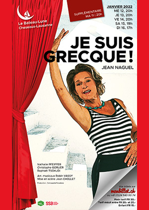 Affiche de l'évènement Théâtre & chansons – Je suis grecque!