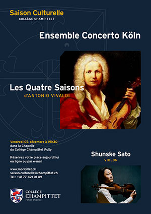 Affiche de l'évènement Saison culturelle de Champittet 2021-2022 – Antonio Vivaldi, Les Quatre saisons
