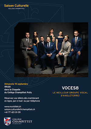 Affiche de l'évènement Ouverture de la saison culturelle de Champittet 2021-2022 – Ensemble vocal Voces8