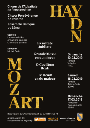 Affiche de l'évènement Chœur de l'Abbatiale de Romainmôtier et Chœur Persévérance de Vallorbe – Haydn & Mozart