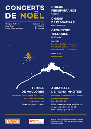 Affiche de l'évènement Chœur de l'Abbatiale Romainmôtier et Choeur Persévérance de Vallorbe – Concert de Noël