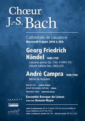 Affiche de l'évènement Choeur Bach & Ensemble Baroque du Léman – Requiem de Campra & autres œuvres