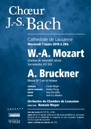 Affiche de l'évènement Choeur Bach et OCL – Mozart, Bruckner