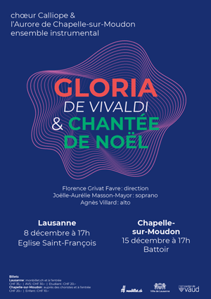Affiche de l'évènement Chœur Calliope & l'Aurore de Chapelle-sur-Moudon – Gloria de Vivaldi & Chantée de Noël