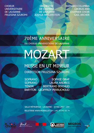 Affiche de l'évènement Chœur Universitaire de Lausanne – Mozart, Messe en Ut mineur