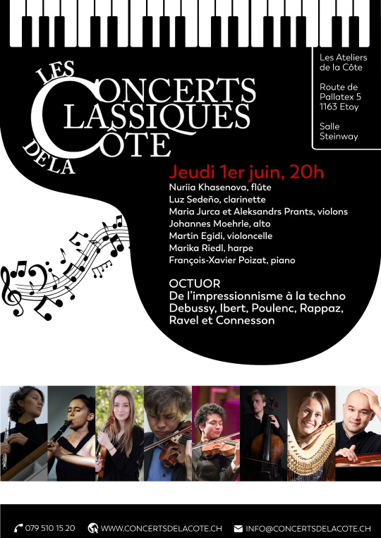 Affiche de l'évènement Concerts Classiques de la Côte – Octuor, de l'impressionnisme à la techno