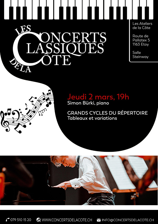 Affiche de l'évènement Concerts Classiques de la Côte – Grands cycles du répertoire, tableaux et variations