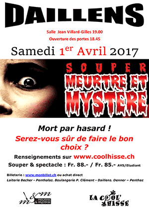 Affiche de l'évènement Souper Meurtre et Mystère – Mort par hasard
