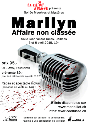 Affiche de l'évènement Souper Meurtres et Mystères – Marilyn, affaire non-classée