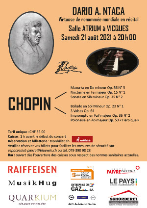 Affiche de l'évènement Frédéric Chopin – Dario A. Ntaca