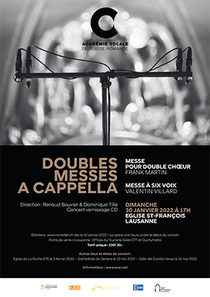 Affiche de l'évènement Avec l'Académie vocale de Suisse romande – Doubles messes a cappella