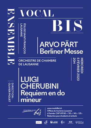 Affiche de l'évènement Ensemble Vocal Bis & OCL – Arvo Pärt, Luigi Cherubini