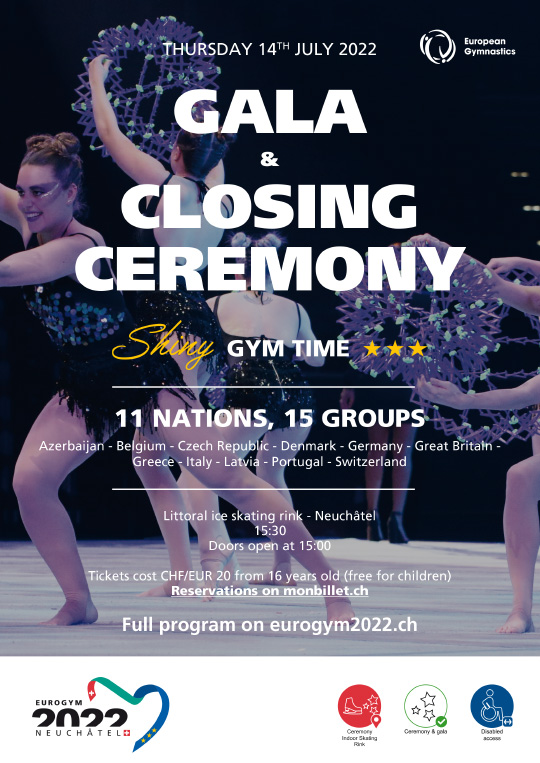 Affiche de l'évènement 13e édition – Neuchâtel – EUROGYM 2022 – Gala & cérémonie de clôture