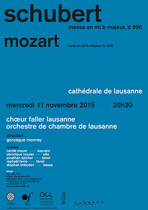 Affiche de l'évènement Schubert, Mozart – Choeur Faller et OCL