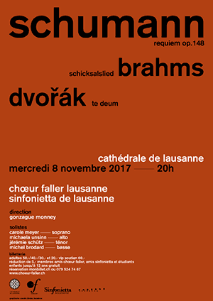 Affiche de l'évènement Choeur Faller – Schumann, Brahms et Dvorak