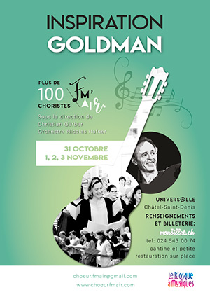 Affiche de l'évènement Choeur FM'AIR, dir. Christian Gerber & Orchestre Nicolas Hafner – Inspiration Goldman