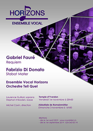 Affiche de l'évènement Ensemble vocal Horizons et Orchestre Tell Quel – Requiem, Fauré & Stabat Mater, Fabrizio Di Donato