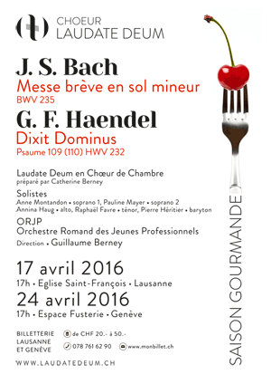 Affiche de l'évènement Laudate Deum en chœur de chambre – Bach & Haendel