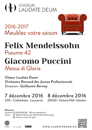 Affiche de l'évènement Laudate Deum – Mendelssohn & Puccini