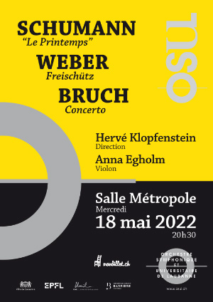 Affiche de l'évènement Orchestre Symphonique et Universitaire de Lausanne – Schumann, Weber & Bruch