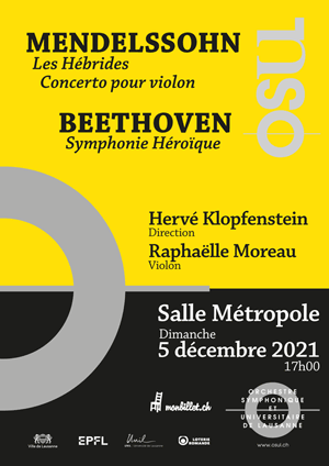 Affiche de l'évènement Orchestre Symphonique et Universitaire de Lausanne – Mendelssohn & Beethoven