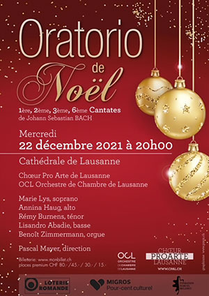 Affiche de l'évènement Chœur Pro Arte, OCL – Oratorio de Noël, J.-S. Bach