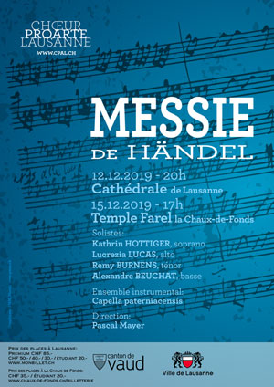 Affiche de l'évènement Chœur Pro Arte et la Capella Paterniacensis – Le Messie de Händel