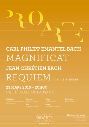 Affiche de l'évènement Pro Arte & OCL – Les Fils Bach: Magnificat, Requiem