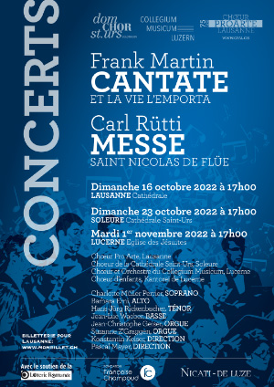 Affiche de l'évènement Chœur Pro Arte Lausanne – Carl Rütti et Frank Martin