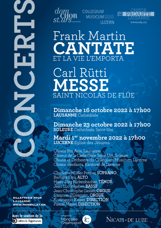 Affiche de l'évènement Chœur Pro Arte Lausanne – Carl Rütti et Franck Martin
