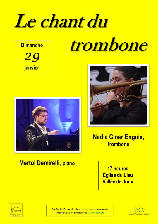 Affiche de l'évènement Rencontres culturelles de la Vallée de Joux  – Le chant du trombone