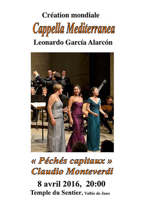 Affiche de l'évènement Cappella Mediterranea, Leonardo García Alarcón – Claudio Monteverdi, Péchés capitaux