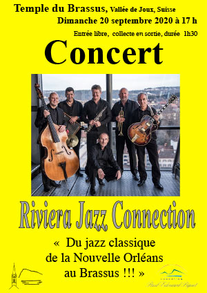 Affiche de l'évènement Rencontres culturelles de la Vallée de Joux – Riviera Jazz Connection