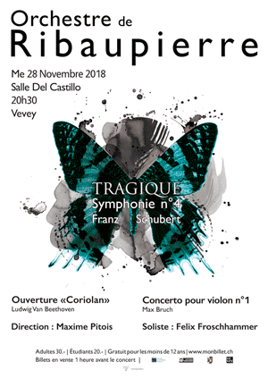 Affiche de l'évènement Orchestre de Ribaupierre – Tragique - Symphonie no 4 de Franz Schubert