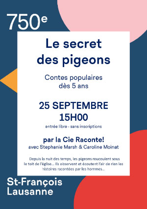Affiche de l'évènement La Compagnie Raconte! présente: – Le secret des pigeons – Contes populaires pour enfants
