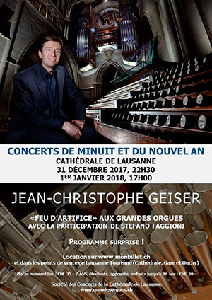 Affiche de l'évènement «Feu d'artifice» aux grandes orgues – Concert du Nouvel An