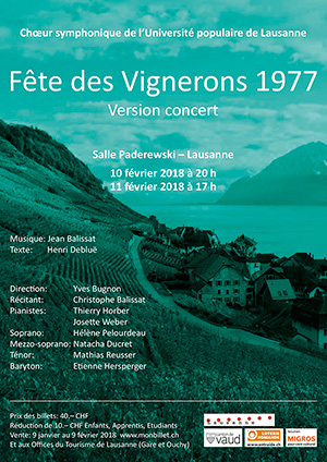 Affiche de l'évènement Choeur symphonique de l'UPL – Fête des Vignerons 1977