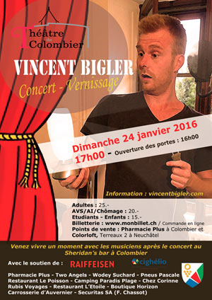 Affiche de l'évènement Concert-Vernissage – Vincent Bigler